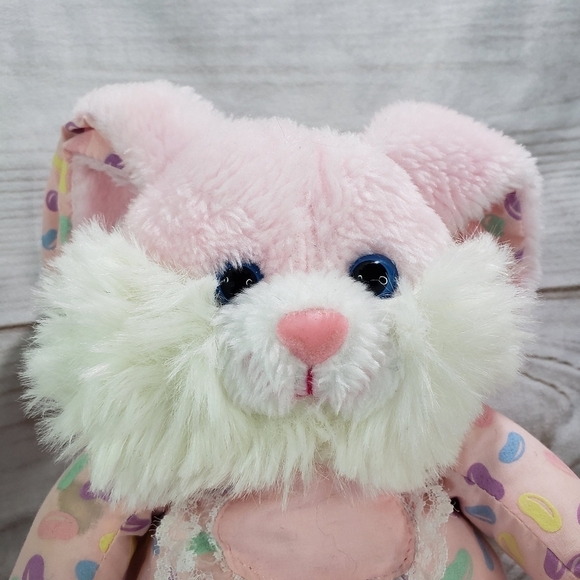 Vintage Interpur Pink Jellybean Bunny Rabbit Plush Stuffed Toy 12 Inch Slippers - Picture 2 of 9